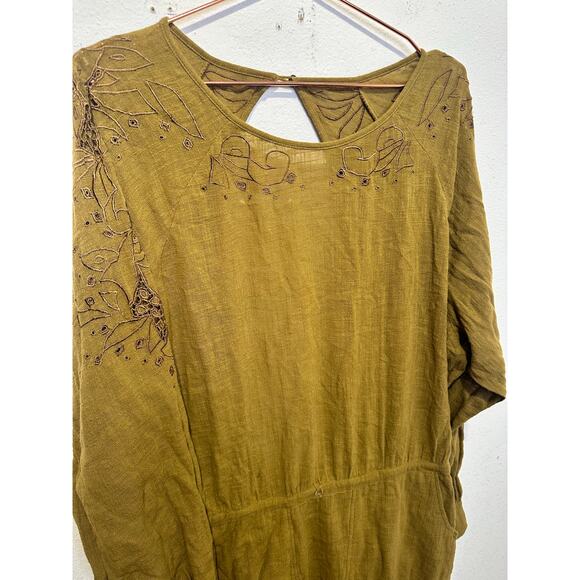ONE TEASPOON Tobacco Tan Embroidered Lace Cutout Long Sleeve Jumpsuit Size XS - Picture 3 of 12